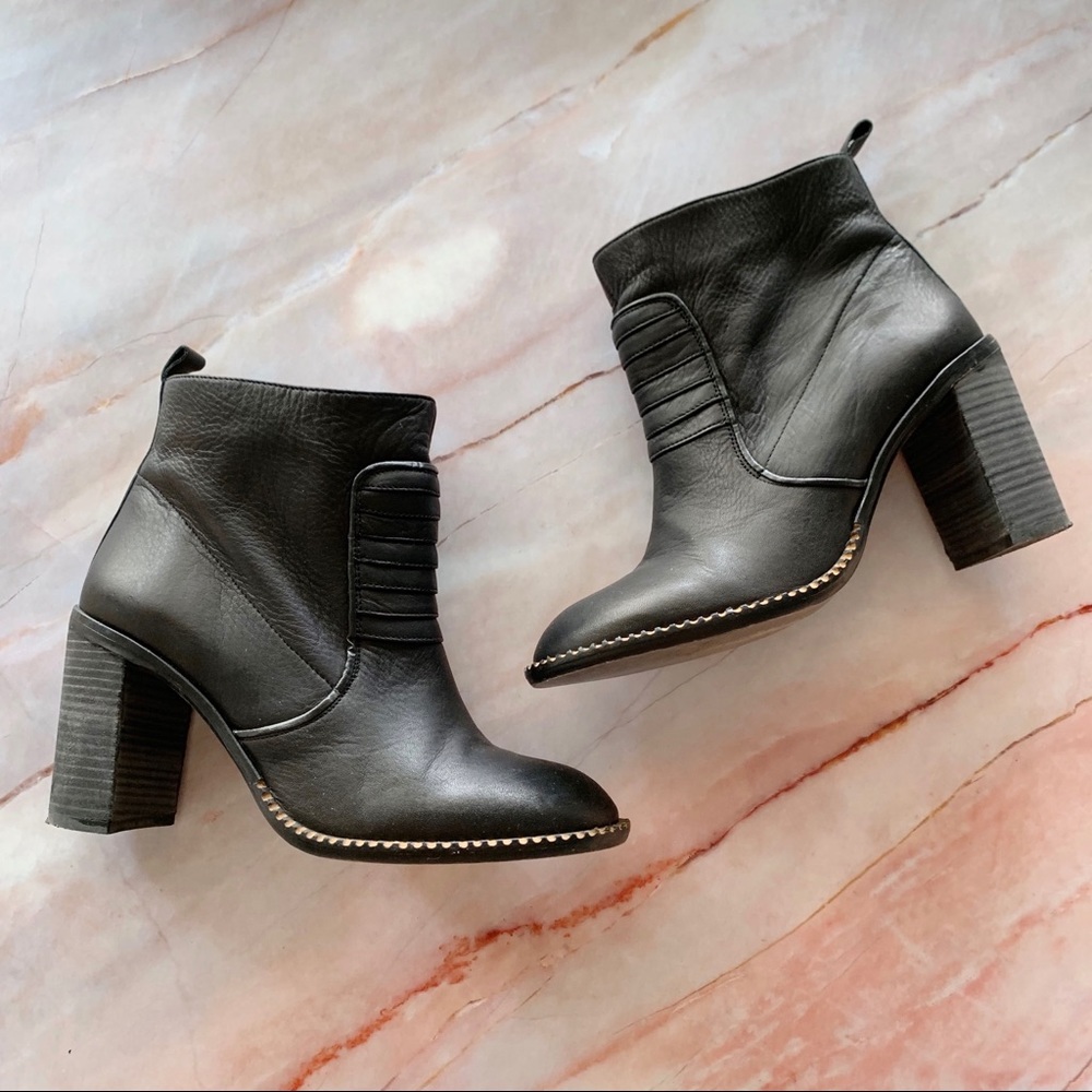 Free People Leather Stacked Block Heel Boots